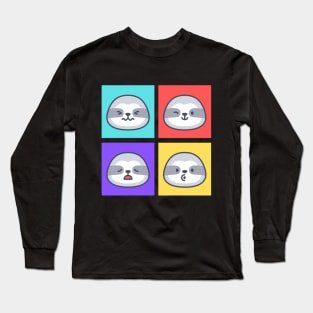 Quirky Squares, Cute Sloths Long Sleeve T-Shirt